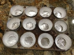 Foil baking cups in muffin pan