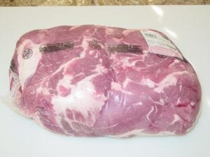 Two boneless pork butts in Cryovac