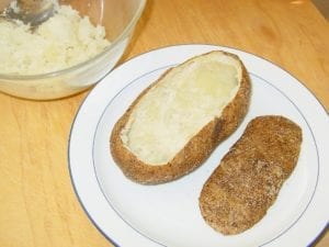 Baked potato with top and insides removed