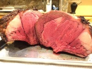 Rib roast cut in half