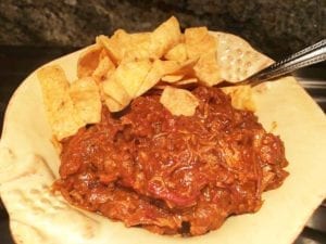 Brisket and ground beef chili with Fritos corn chips